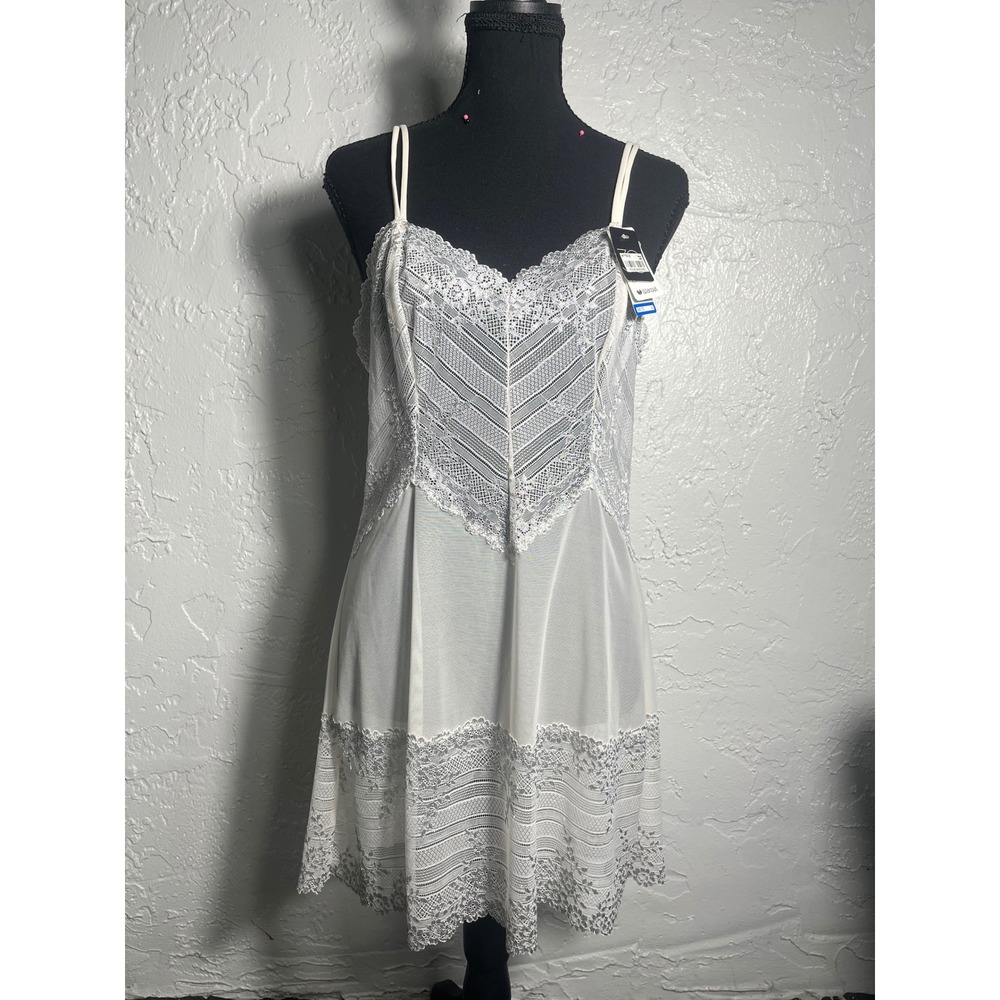 NWT Wacoal XL Ivory Lace Chemise Slip Dress Sheer Lingerie Adjustable Straps